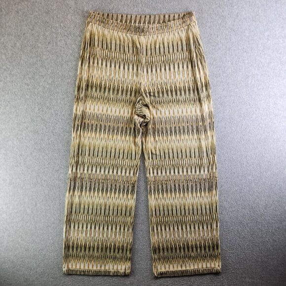 Chicos Travelers Pants Womens 1 Medium Yellow Striped Pull On Slinky Wide Leg - Picture 13 of 14